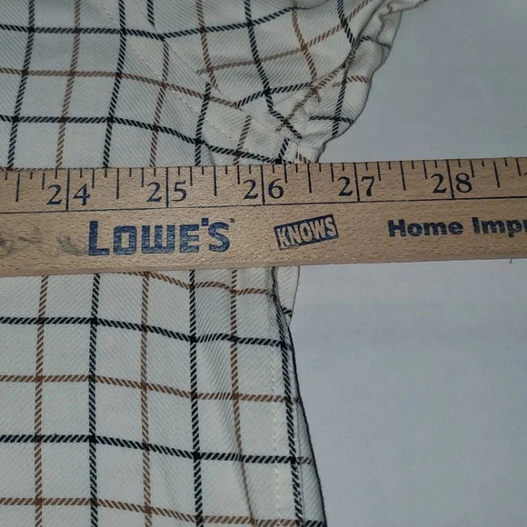 Cutter Buck Mens XXL Button Down Cotton Cashmere Blend Brown Plaid Dress Shirt - Picture 8 of 10